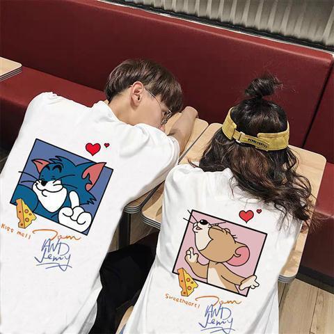 ねずみカップルコーデ 夏 ゆったり 5点 半袖 イン デザイン アニメ カップルコーデ Tシャツ