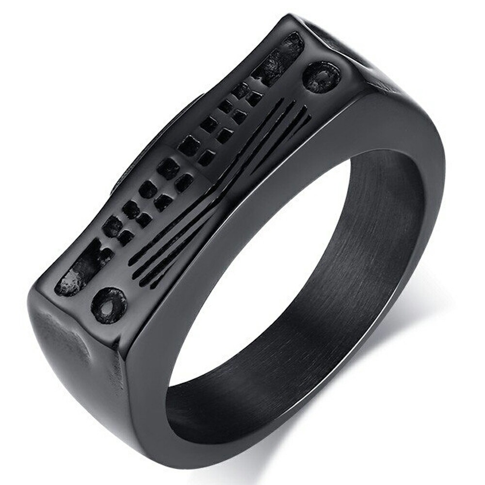 ブラック ボンネット フロントグリル リング（RHO023）指輪 29号 整備士 黒色 アメ車 立体 3D メカニック サージカルステンレス316L 男性 女性 プレゼント r0518xxxxxxxx