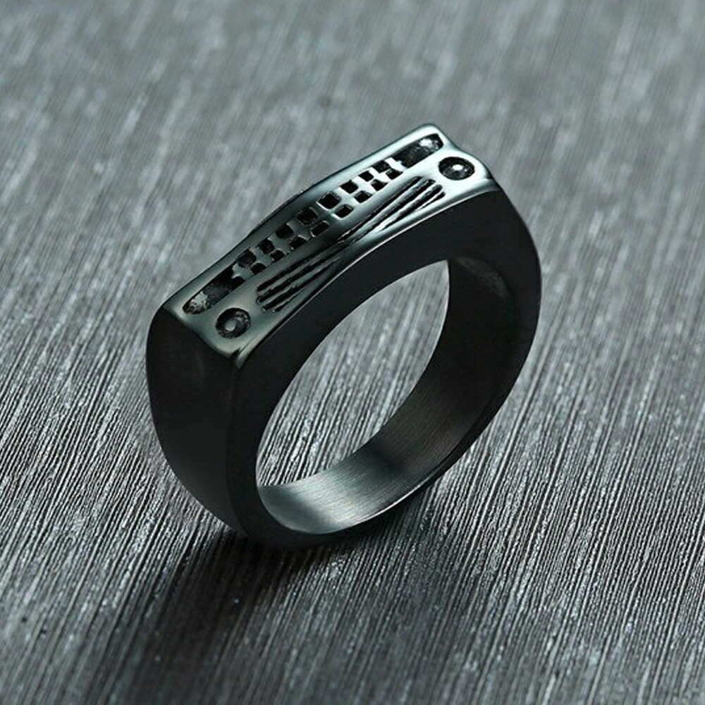 ブラック ボンネット フロントグリル リング（RHO023）指輪 29号 整備士 黒色 アメ車 立体 3D メカニック サージカルステンレス316L 男性 女性 プレゼント r0518xxxxxxxx