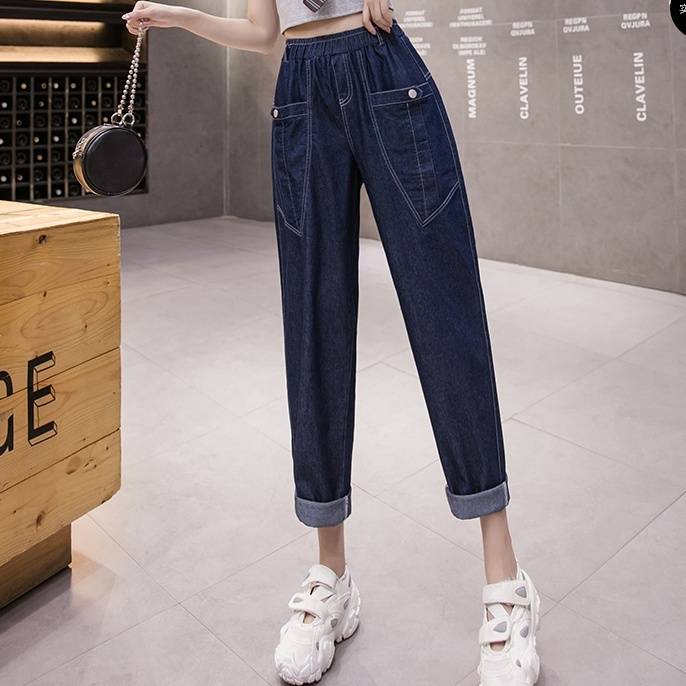 デニムパンツ 春 夏 秋 レディース ロング ブルーデニム ポケット ウエストゴム 無地 10代 20代 30代 40代 ママ 公園デビュー お出かけ デート 普段使い 休日 キャンパス アウトドア