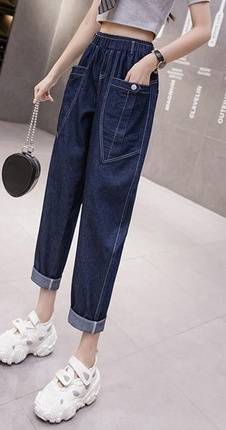 デニムパンツ 春 夏 秋 レディース ロング ブルーデニム ポケット ウエストゴム 無地 10代 20代 30代 40代 ママ 公園デビュー お出かけ デート 普段使い 休日 キャンパス アウトドア