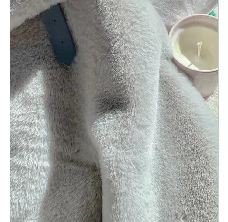 韓国ファッション ミンクの毛を模造する ゆとりがある 毛皮 ニーコート ウールのオーバー モコモコしててかわいい 可爱 20代