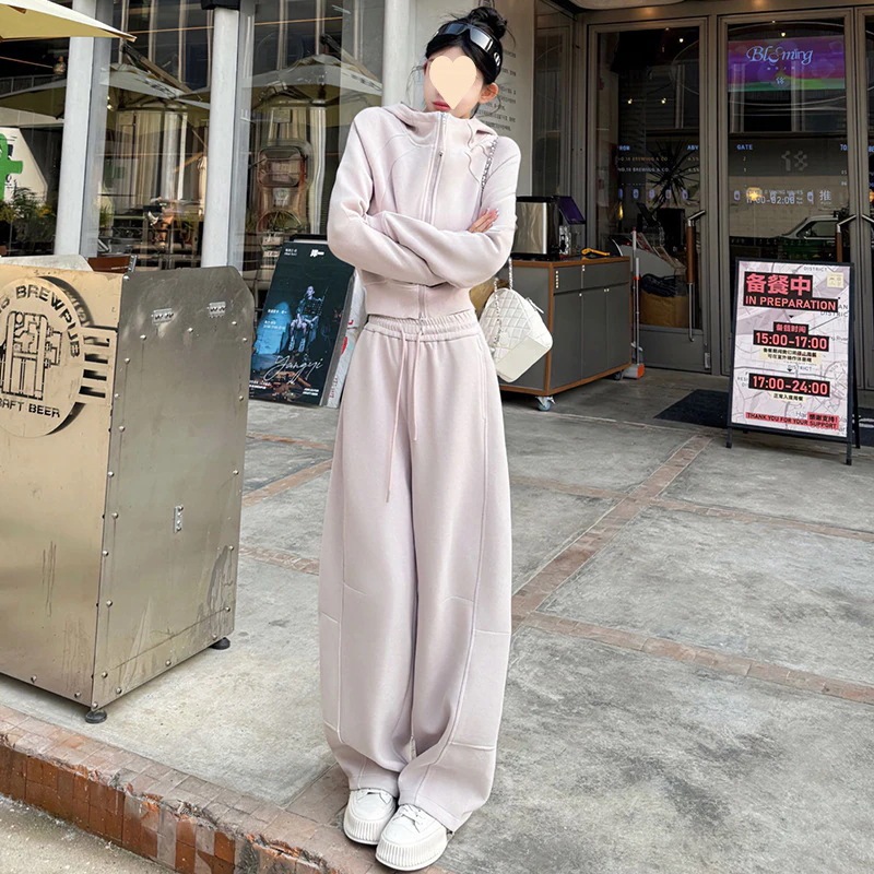 韓国 セットアップ カジュアル スポーツウェア 女性 春秋 フード付き スウェット ストレート スウェットパンツ ツーピース 韓国 セットアップ カジュアル スポーツウェア 女性 春秋 フード付き スウェット ストレート スウェットパンツ ツーピース