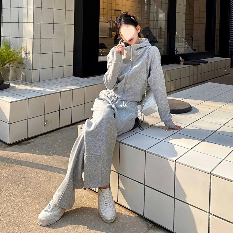 韓国 セットアップ カジュアル スポーツウェア 女性 春秋 フード付き スウェット ストレート スウェットパンツ ツーピース 韓国 セットアップ カジュアル スポーツウェア 女性 春秋 フード付き スウェット ストレート スウェットパンツ ツーピース
