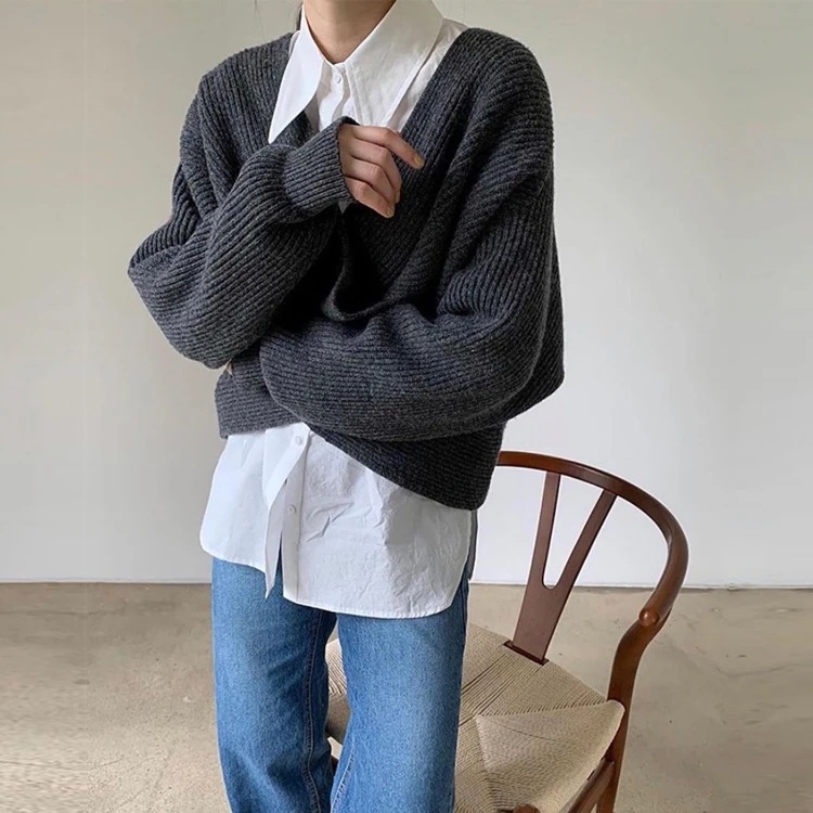 フロントクロスリブニット トップス ニットセーター Vネック プルオーバー 重ね着 レイヤード 着回し アイボリー カフェオレ ダークグレー ブラック レディース 防寒 寒さ対策 キレイめ オシャレ pattayablatt.com