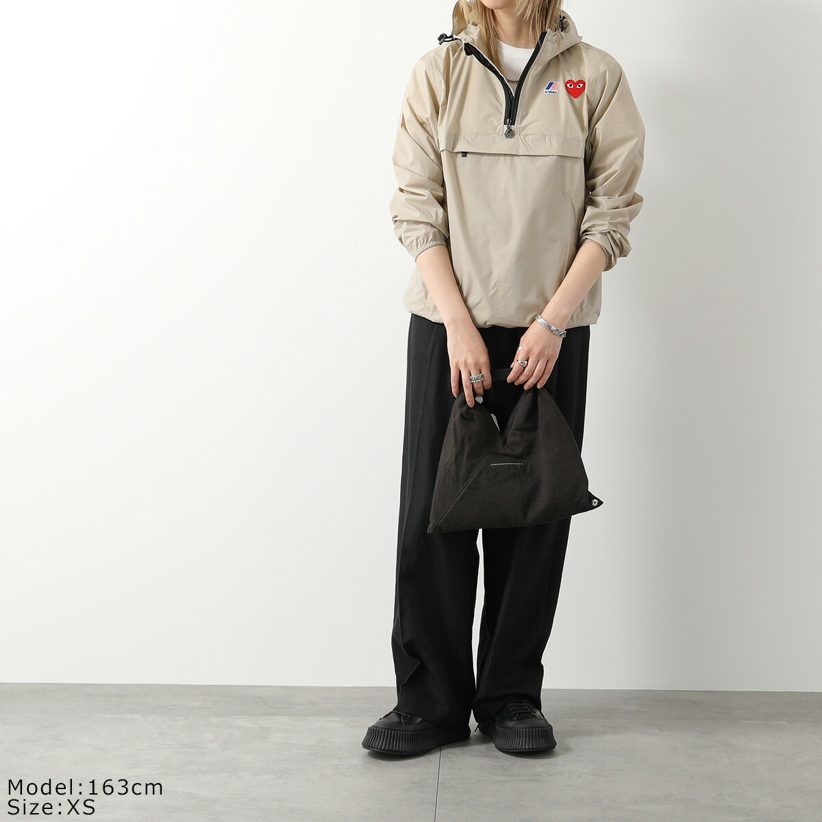 PLAY COMME des GARCONS × K-WAY プレイ コムデギャルソン ケーウェイ プルオーバー J502 レディース ナイロン アノラック ハーフジップ パーカー