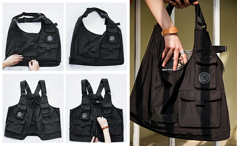 機能風 ベスト レトロ マルチポケットノースリーブ ジャケット 重ね着 前開き キャミソール 兼用ショルダーバッグ 男女兼用 ストリート系ファッション アウトドアベスト チョッキ 機能風 ベスト レトロ マルチポケットノースリーブ ジャケット 重ね着 前開き キャミソール 兼用ショルダーバッグ 男女兼用 ストリート系ファッション アウトドアベスト チョッキ