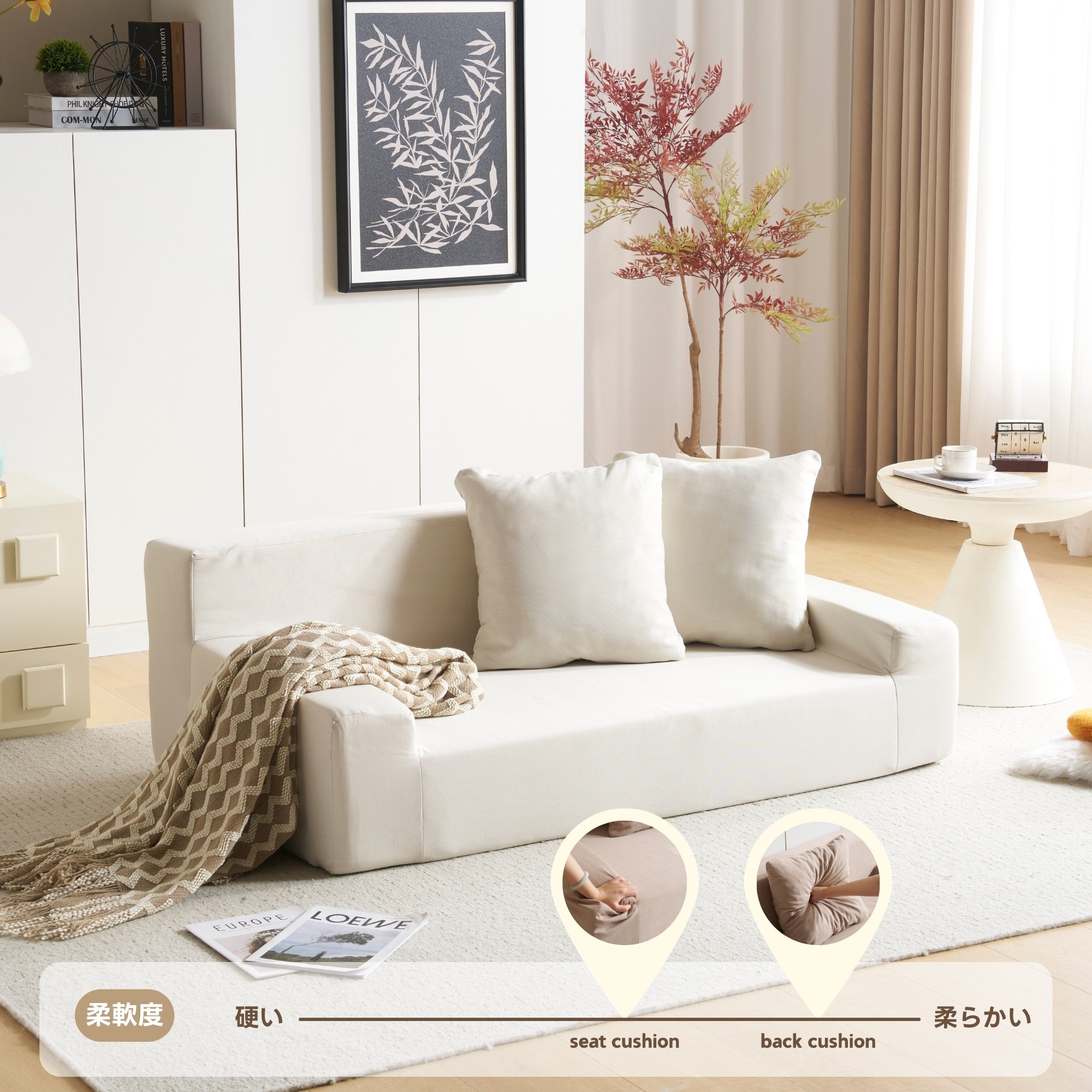 【国内即発送】2人掛けソファベッド フロアソファ コンパクト ローソファ こたつ用 1人暮らし マルチに使える クッション付き 座椅子 1人掛け 完成品 運びに便利だ 軽いソファー 圧縮梱包 高反発