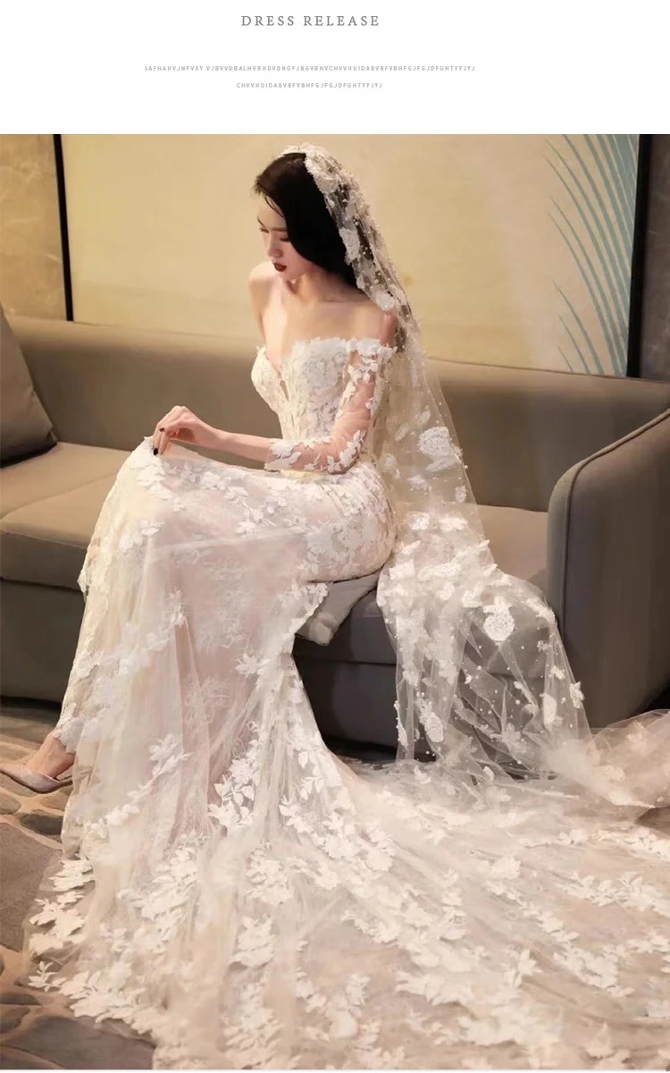 パーティードレス 刺繍 マーメイド/Aライン 花嫁ロングドレス エンパイア 結婚式 服 二次会 エレガント 細身 演奏会 卒業式 春コーデ 姫系hs3394 マーメイドライン♡お花オフショルダー刺繍ロングドレス 結婚式