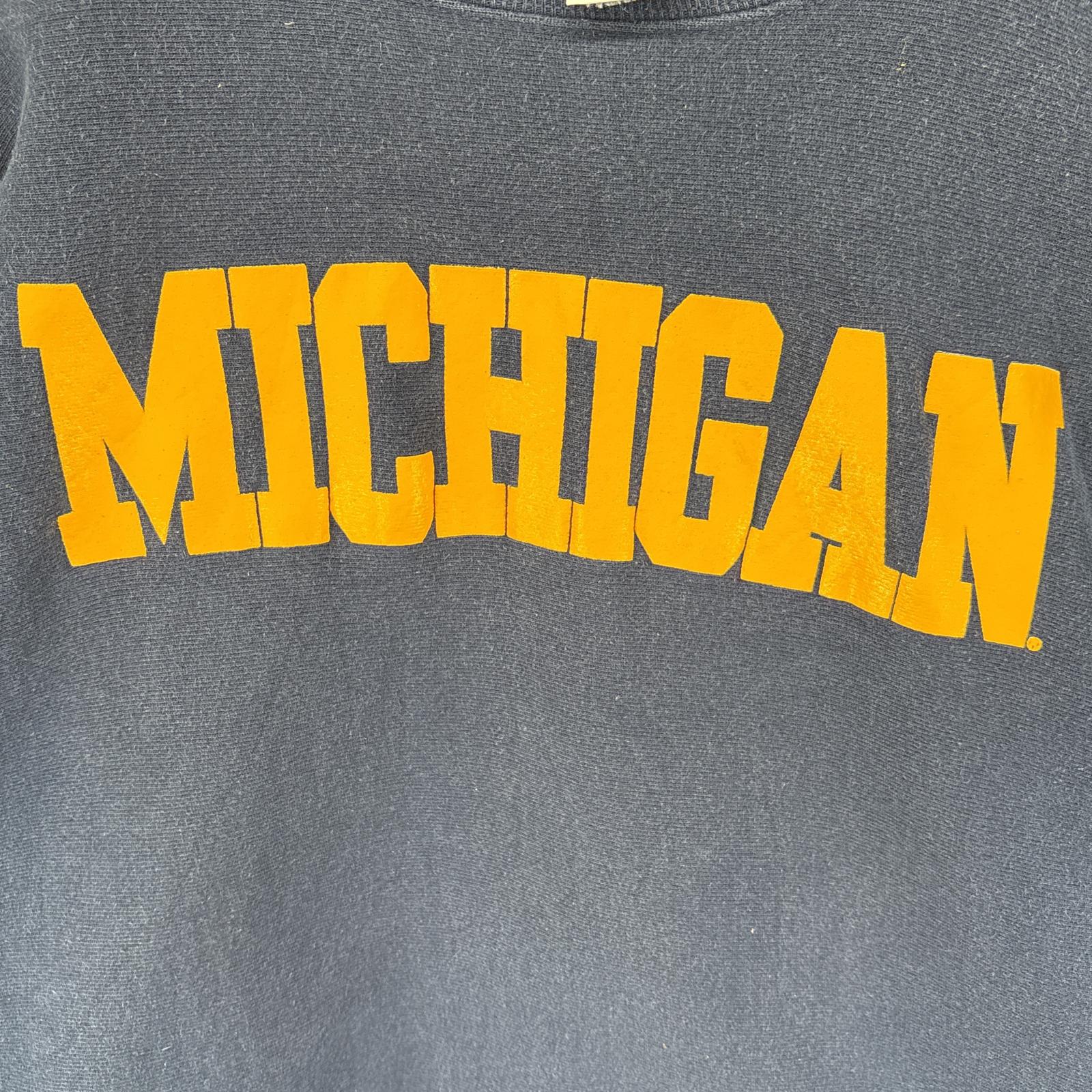 古着 90s/90年代 スウェット リバースウィーブ カレッジロゴ MICHIGAN プリント XXL ネイビー メンズ