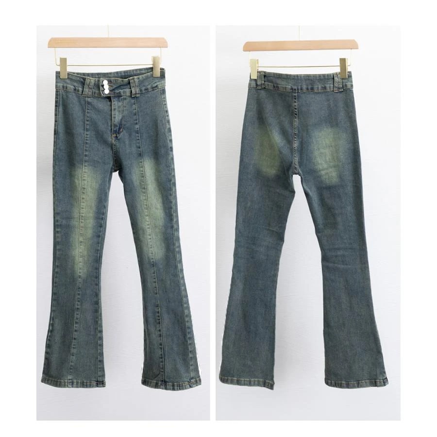 人気沸騰 大人気レディースパンツ レトロ セミフレアデニムパンツレディース 人気沸騰 大人気レディースパンツ レトロ セミフレアデニムパンツレディース