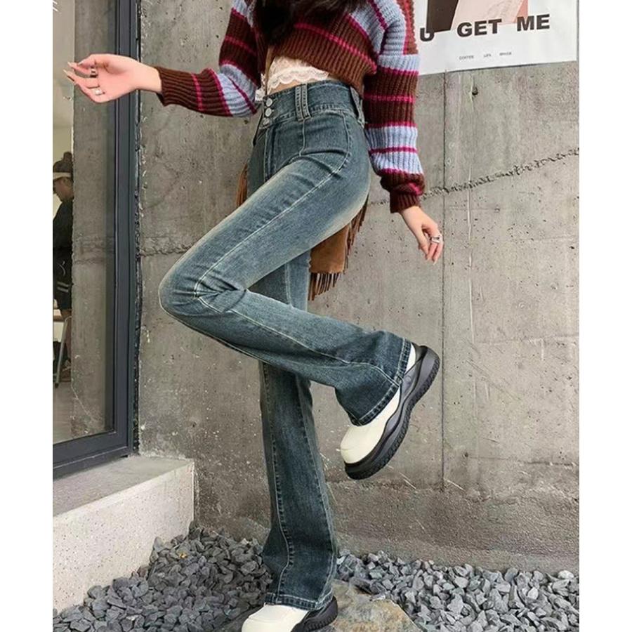 人気沸騰 大人気レディースパンツ レトロ セミフレアデニムパンツレディース 人気沸騰 大人気レディースパンツ レトロ セミフレアデニムパンツレディース