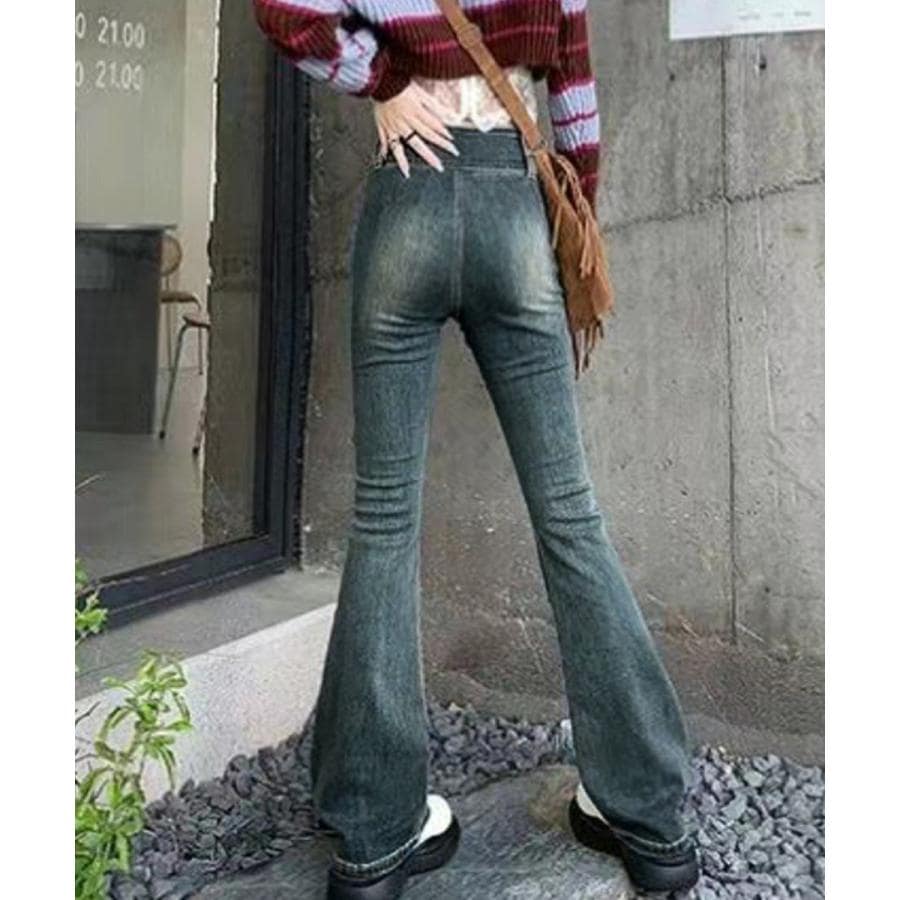 人気沸騰 大人気レディースパンツ レトロ セミフレアデニムパンツレディース 人気沸騰 大人気レディースパンツ レトロ セミフレアデニムパンツレディース