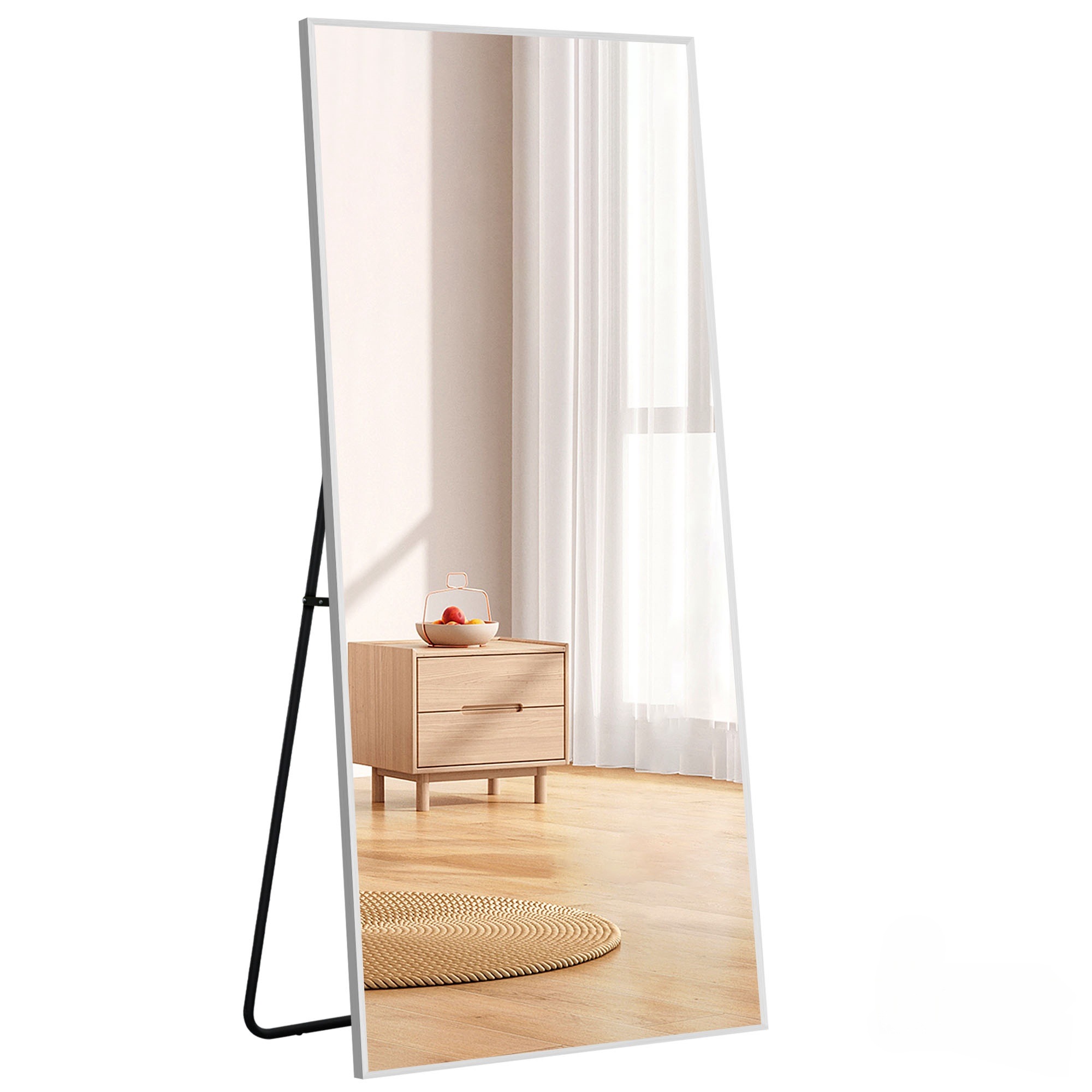 2019全身鏡 姿見鏡 スタンドミラー アルミ 直角 壁掛けミラー 立てかけ 姿見 鏡 ミラー おしゃれ 大型 飛散防止 160*60CM ホワイト 2019全身鏡 姿見鏡 スタンドミラー アルミ 直角 壁掛けミラー 立てかけ 姿見 鏡 ミラー おしゃれ 大型 飛散防止 160*60CM ホワイト
