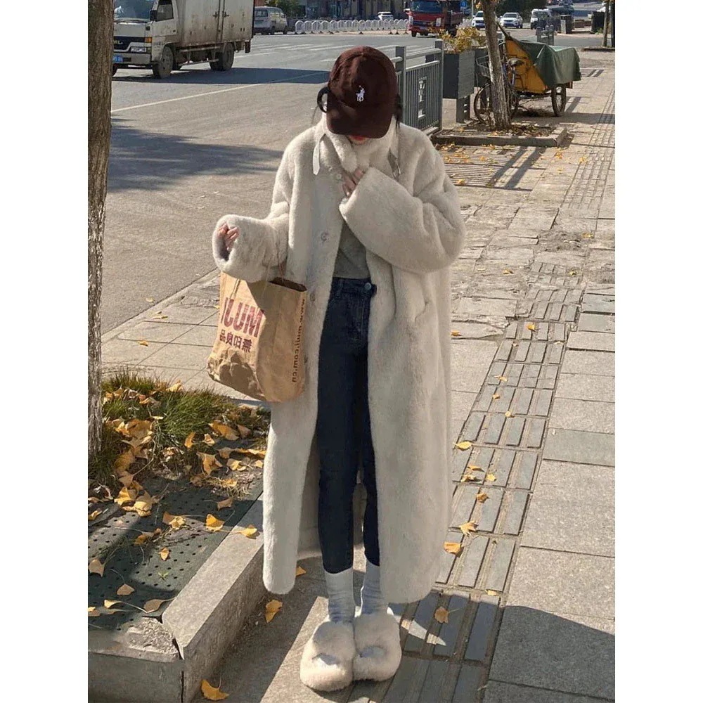秋冬 セミロング丈 韓国ファッション 防寒 毛皮 皮毛一体 リスマスジャケット キルテ ィングアウター フェイクラビットファー ふわふわ ゆったり フリース