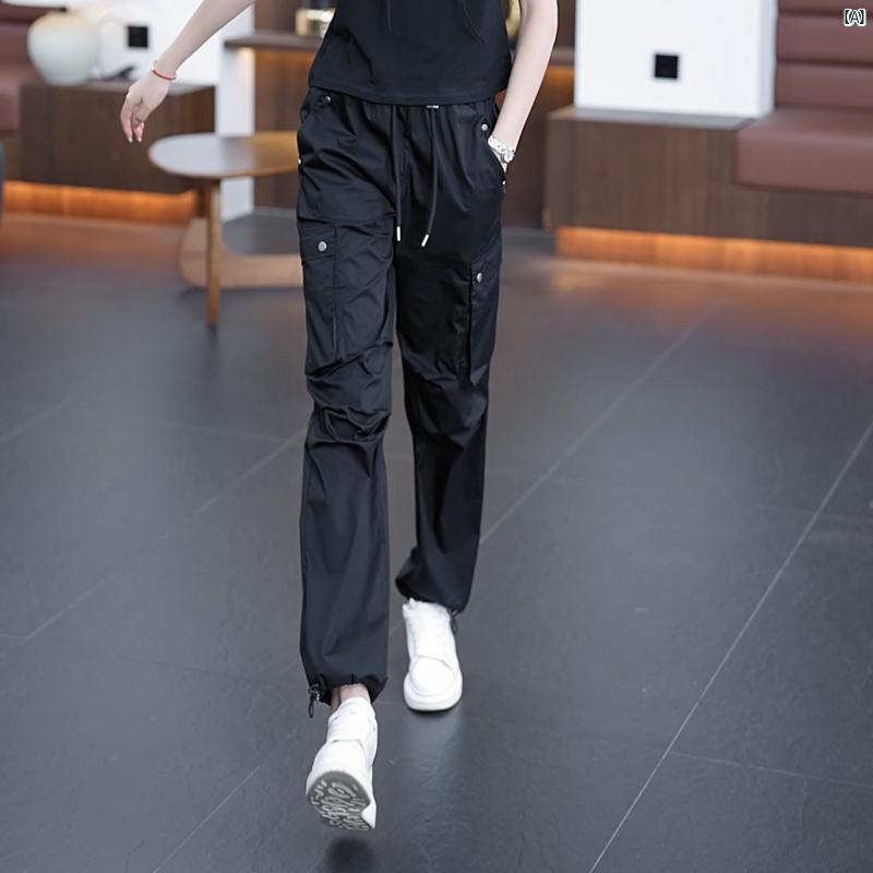 ワーク　迷彩　ミリタリー レディース ストレート レッグ オーバー オール 春夏 細い スリム ハイウエスト カジュアル 裾細 パンツ 夏用