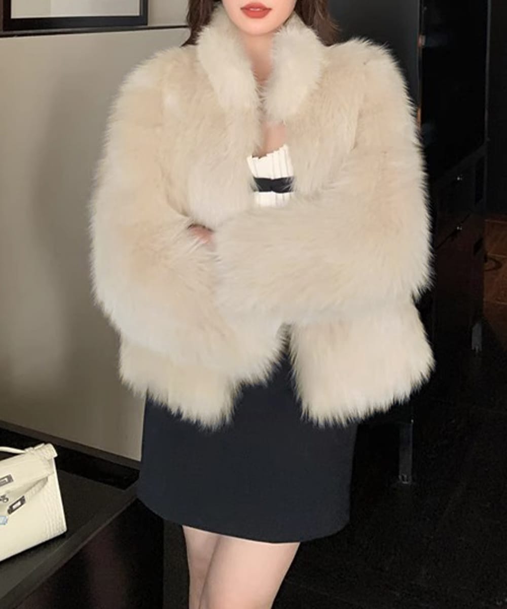 国内即納 フェイクファージャケット ファーコート冬 80XIAOJI-002