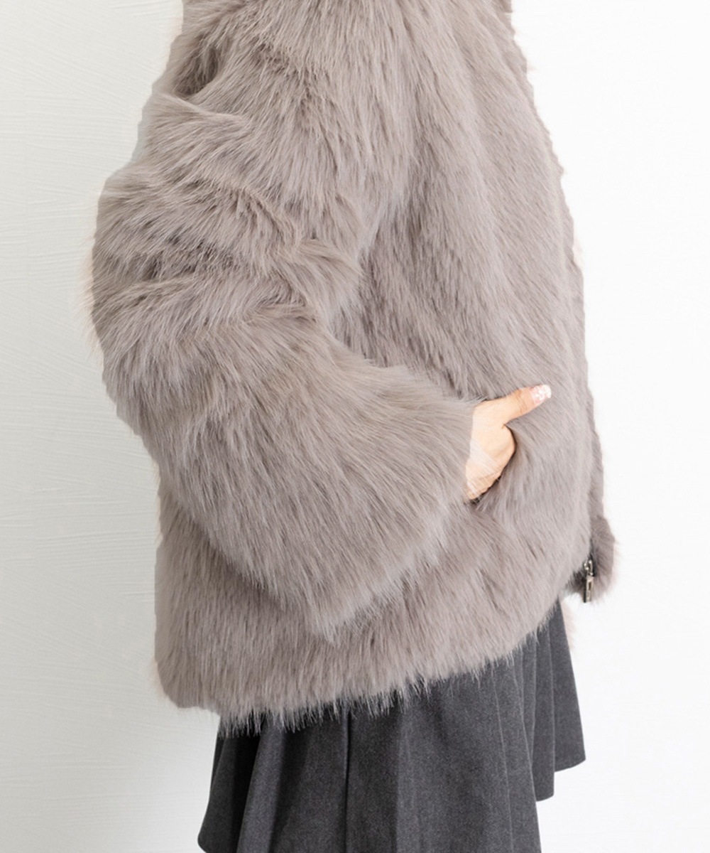 国内即納 フェイクファージャケット ファーコート冬 80XIAOJI-002