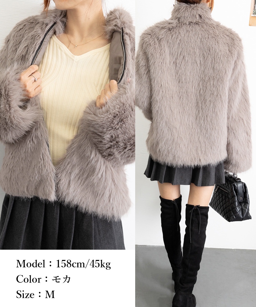 国内即納 フェイクファージャケット ファーコート冬 80XIAOJI-002