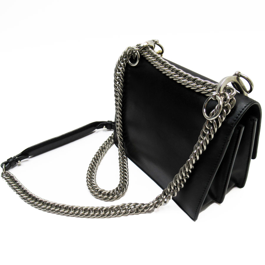 フェンディ FENDI ショルダーバッグ レザー ブラック シルバー レディース 8M0381-SR0 w0874a