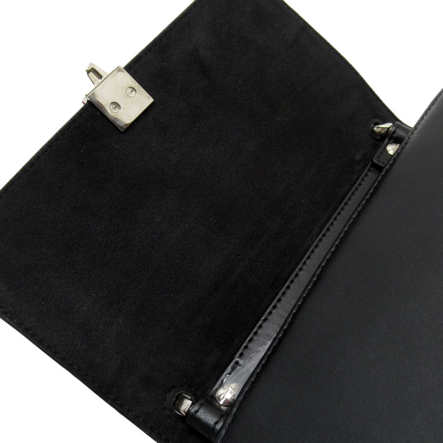 フェンディ FENDI ショルダーバッグ レザー ブラック シルバー レディース 8M0381-SR0 w0874a