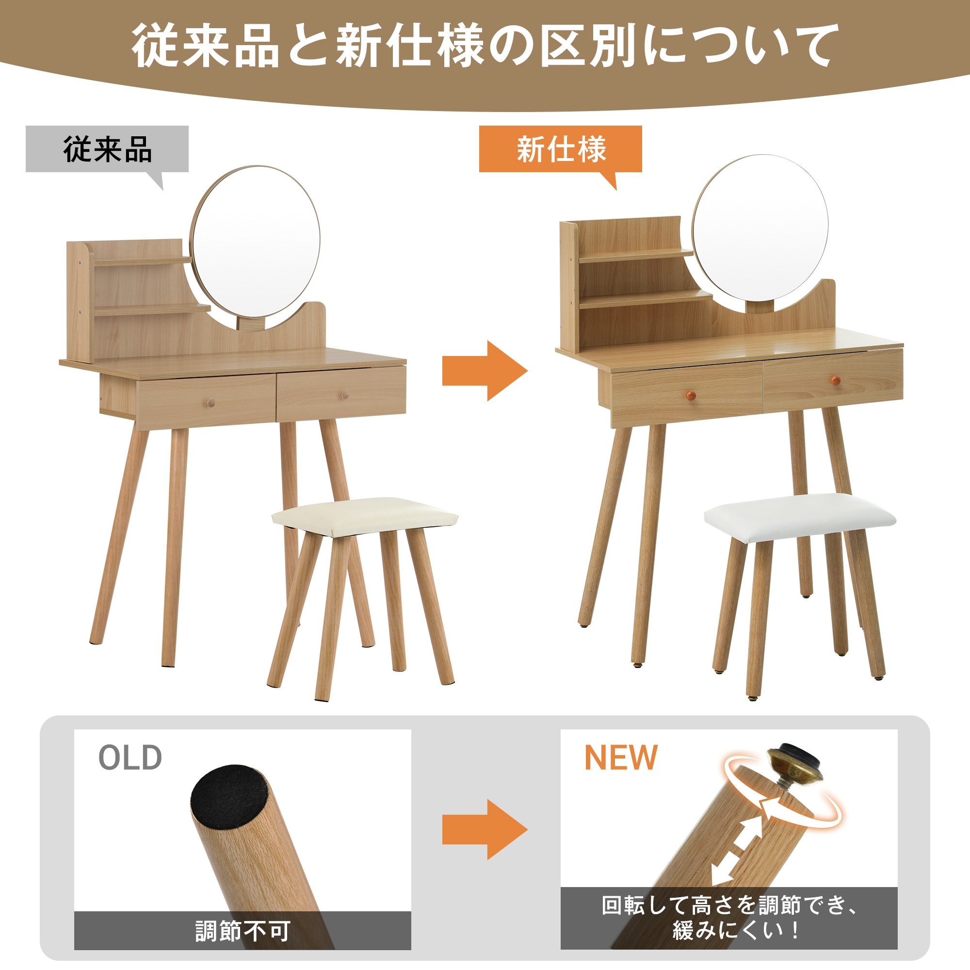 【国内出荷】ドレッサー化粧台 梳妆台 化粧テーブル 化妆桌 (ホワイト) 【国内出荷】ドレッサー化粧台 梳妆台 化粧テーブル 化妆桌 (ホワイト)