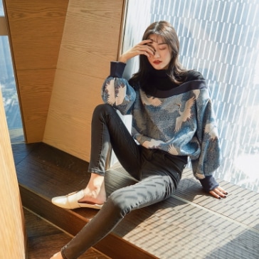 タートルネックプルオーバー トップス カジュアル 袖あり 長袖 タートルネック ワイド