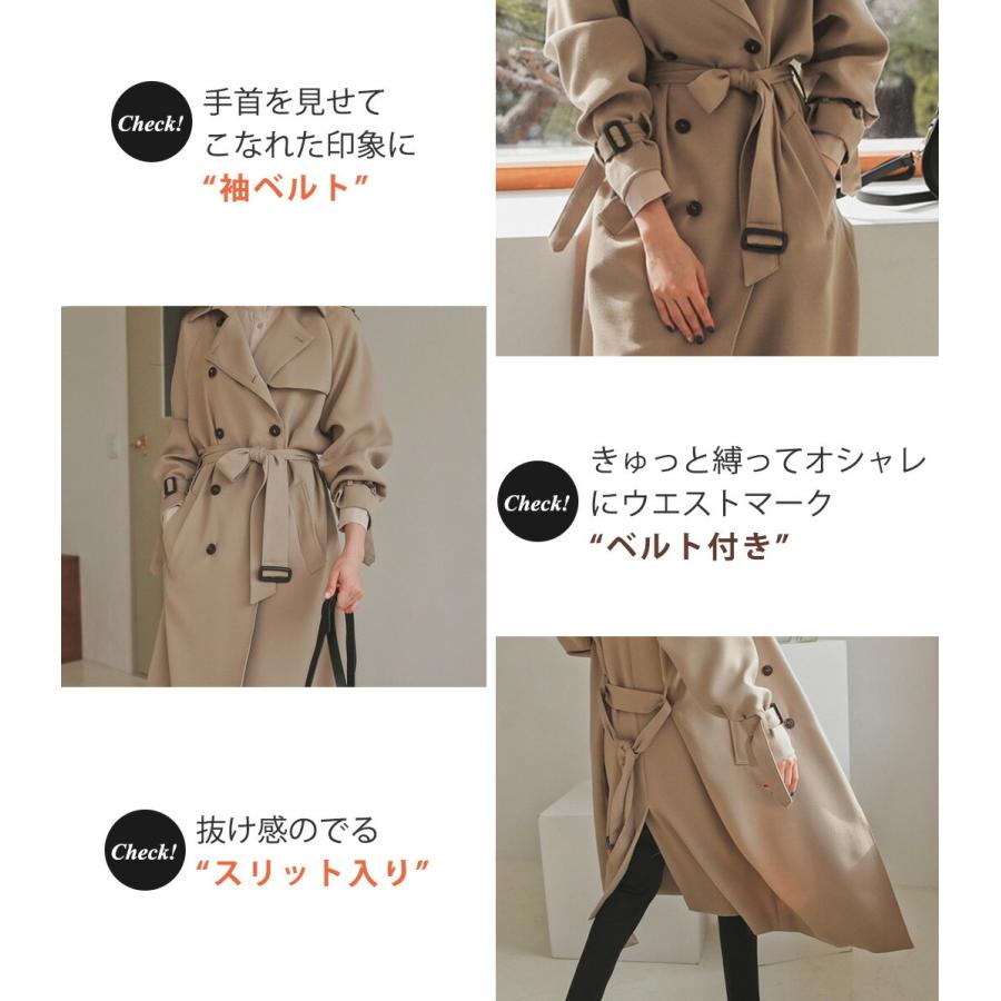 トレンチコート アウター コート レディース 秋冬 ロング 長袖 ベルト 暖かい あったか 防寒 ゆったり 羽織