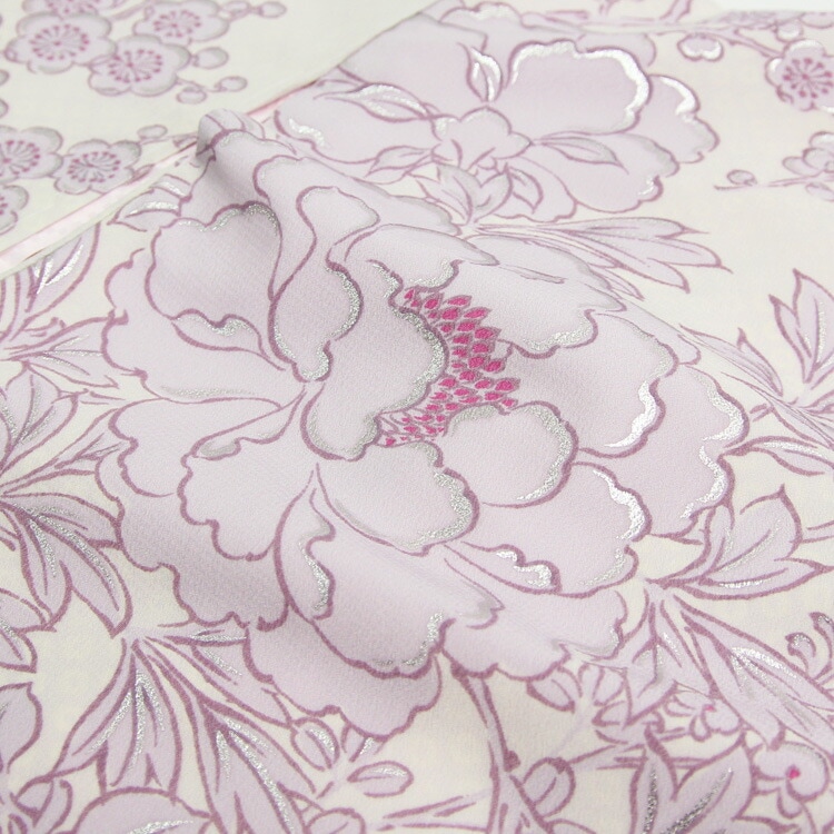 レンタル九重 日本製 お宮参り 女の子 着物 レンタル 薄ピンク地に薄紫の牡丹椿梅 お宮参り レンタル 衣装 祝着 初着 産着 レンタル衣装