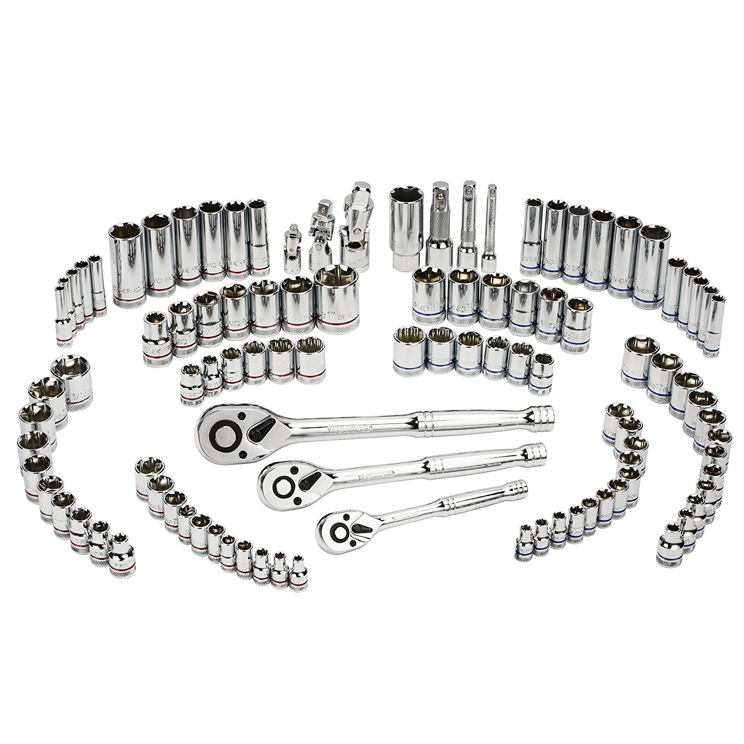 ソケットレンチセット インチ工具セット ハーレー ラチェットレンチ 自動車 バイク 整備 メンテナンス 164点組