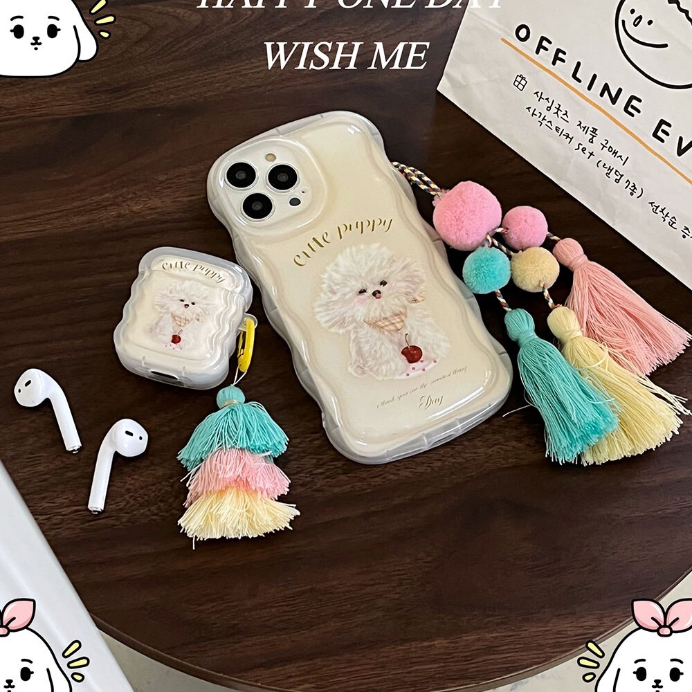 かわいい子犬シリコンソフトbluetoothイヤホンケースタッセルペンダントためairpods 1 かわいい子犬シリコンソフトbluetoothイヤホンケースタッセルペンダントためairpods 1