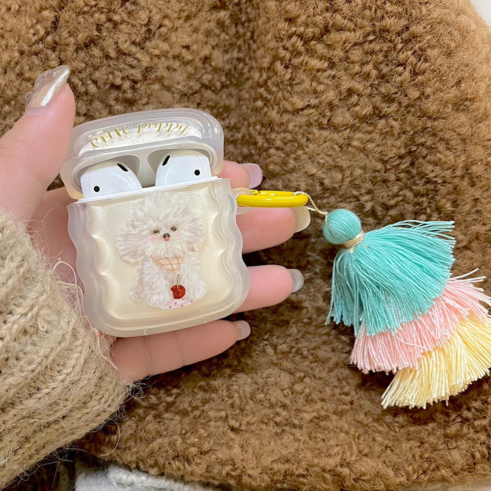かわいい子犬シリコンソフトbluetoothイヤホンケースタッセルペンダントためairpods 1 かわいい子犬シリコンソフトbluetoothイヤホンケースタッセルペンダントためairpods 1