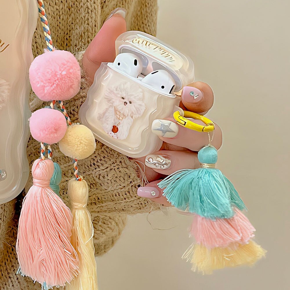 かわいい子犬シリコンソフトbluetoothイヤホンケースタッセルペンダントためairpods 1 かわいい子犬シリコンソフトbluetoothイヤホンケースタッセルペンダントためairpods 1
