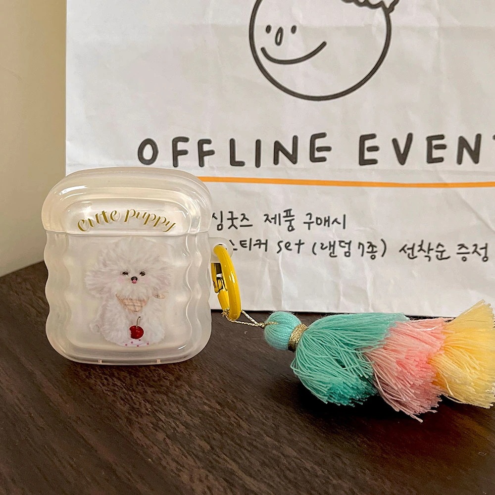 かわいい子犬シリコンソフトbluetoothイヤホンケースタッセルペンダントためairpods 1 かわいい子犬シリコンソフトbluetoothイヤホンケースタッセルペンダントためairpods 1