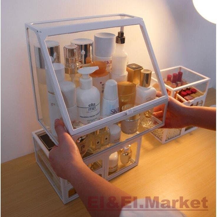 メイクボックス 組立不要 大容量 化粧品ケース メイク収納 ボックス 引き出し式防塵 蓋付き 卓上収 メイクボックス 組立不要 大容量 化粧品ケース メイク収納 ボックス 引き出し式防塵 蓋付き 卓上収