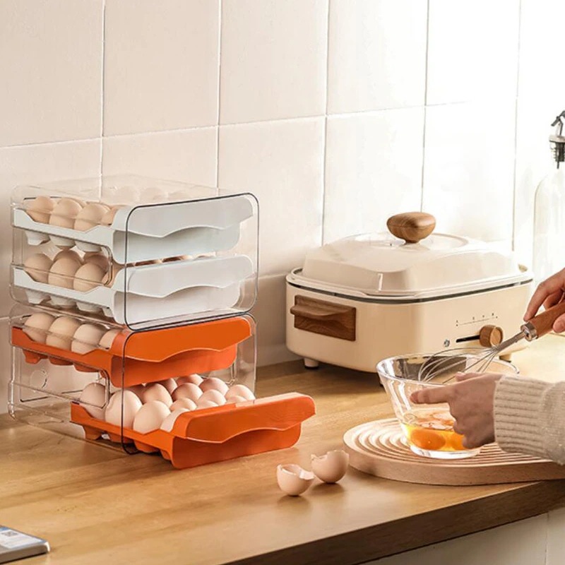 32コンパートメントの卵収納ボックス,2層,大容量引き出しタイプ,冷蔵庫,鮮度を保つためのキッチンオ 32コンパートメントの卵収納ボックス,2層,大容量引き出しタイプ,冷蔵庫,鮮度を保つためのキッチンオ