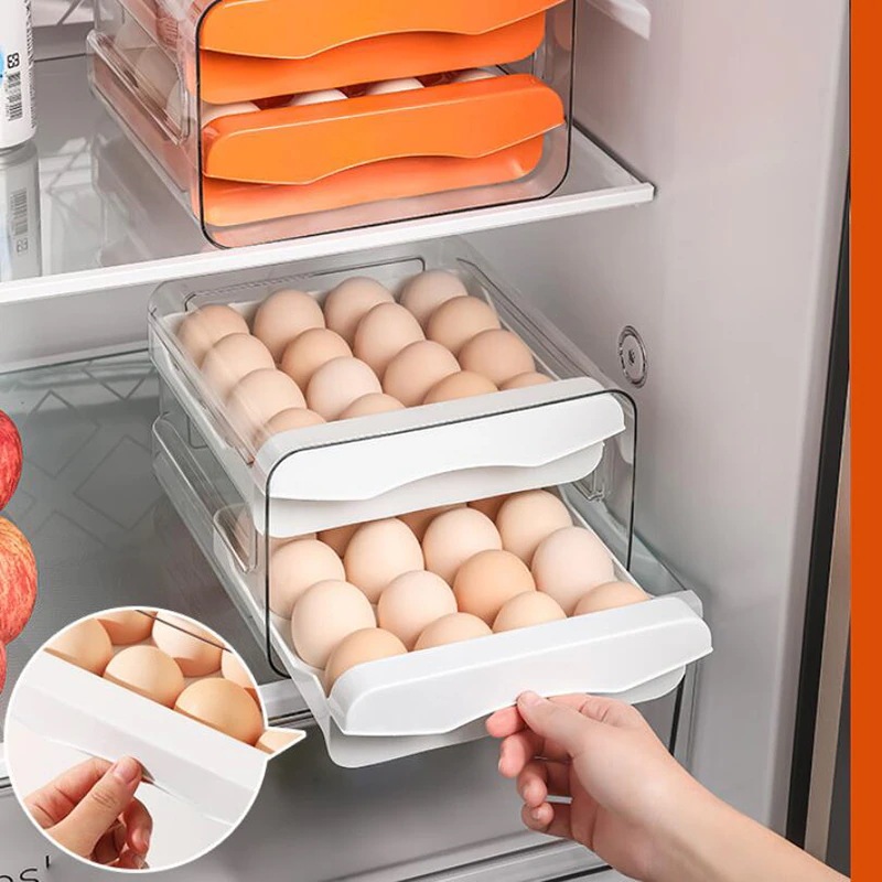 32コンパートメントの卵収納ボックス,2層,大容量引き出しタイプ,冷蔵庫,鮮度を保つためのキッチンオ 32コンパートメントの卵収納ボックス,2層,大容量引き出しタイプ,冷蔵庫,鮮度を保つためのキッチンオ