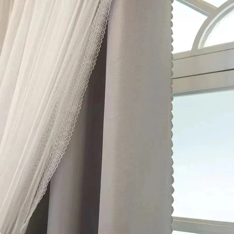 】選べる福袋 6色 省エネ無地 UVカット防音3 断熱 韓国ファッション レースカーテン 遮光カーテン+レース２枚組 【メガ割 遮光