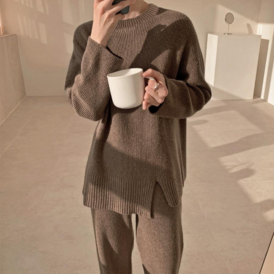 セットアップニット 秋冬 スリット 韓国