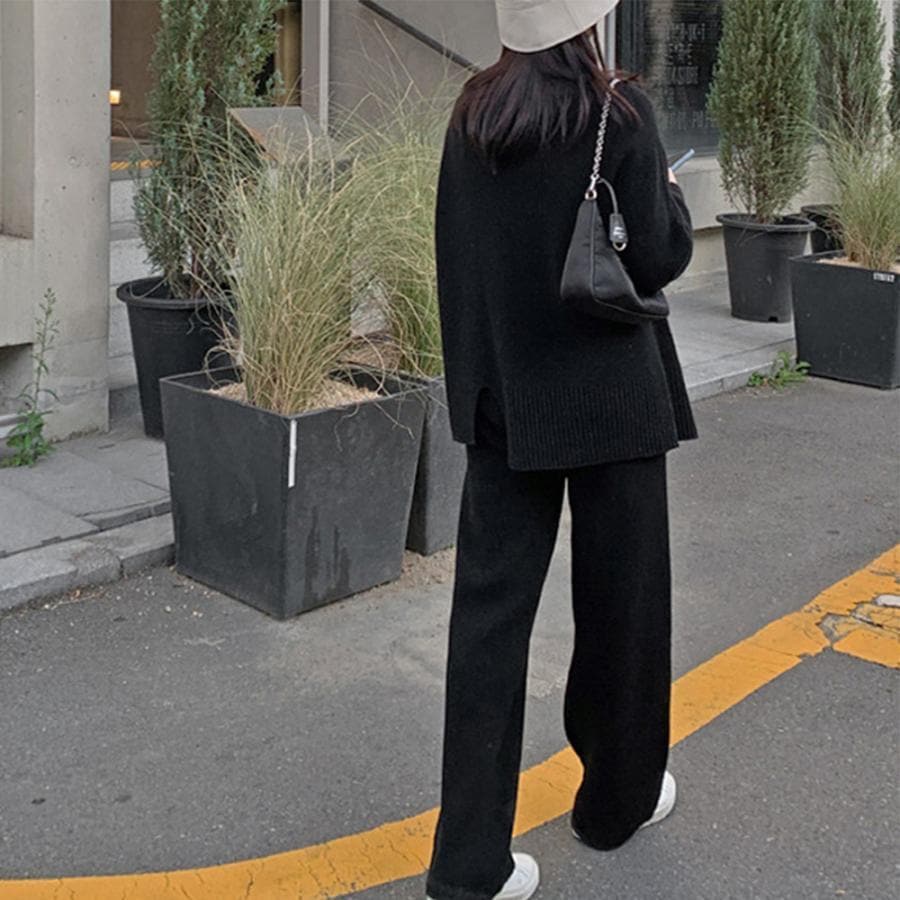 セットアップニット 秋冬 スリット 韓国