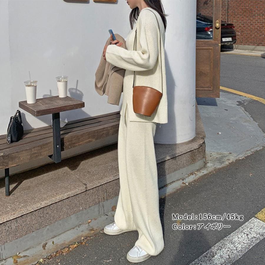 セットアップニット 秋冬 スリット 韓国