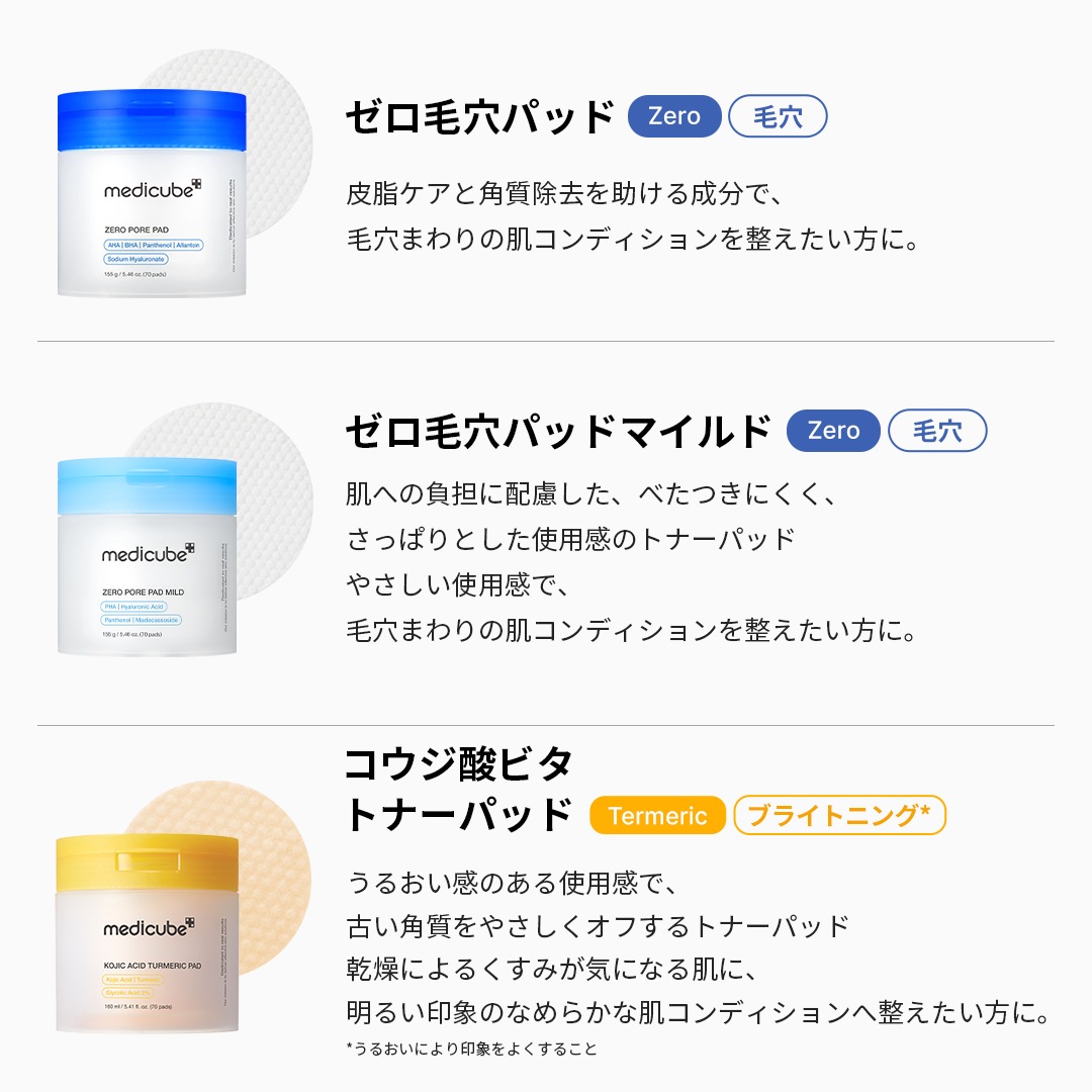 Qoo10] メディキューブ 【公式正品】トナーパッド 8種 (プラセ