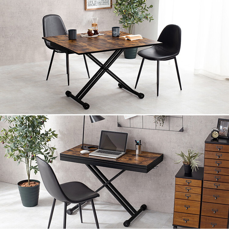 テーブル 折りたたみ 昇降式 おしゃれ リフトアップ 高さ調整 キャスター 完成品 デスク センターテーブル リビングテーブル