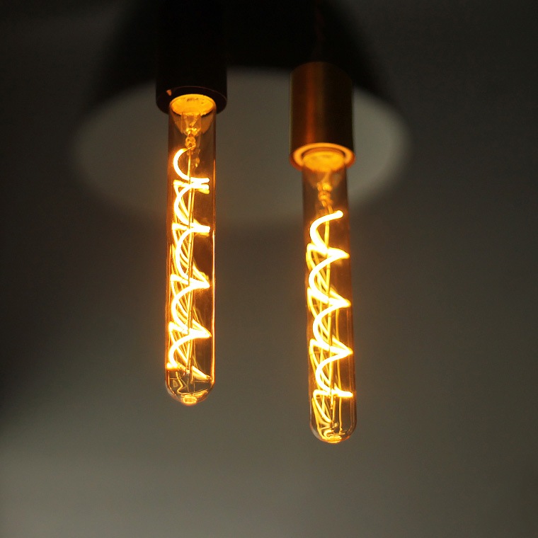 5個セットエジソン電球 スパイラル ロングチューブゴールド E26 調光器対応 フィラメントLED 5個セットエジソン電球 スパイラル ロングチューブゴールド E26 調光器対応 フィラメントLED