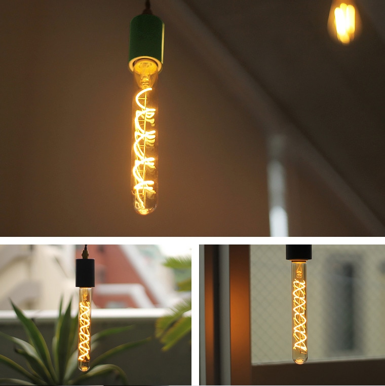 5個セットエジソン電球 スパイラル ロングチューブゴールド E26 調光器対応 フィラメントLED 5個セットエジソン電球 スパイラル ロングチューブゴールド E26 調光器対応 フィラメントLED