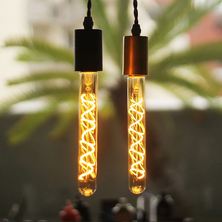 5個セットエジソン電球 スパイラル ロングチューブゴールド E26 調光器対応 フィラメントLED 5個セットエジソン電球 スパイラル ロングチューブゴールド E26 調光器対応 フィラメントLED