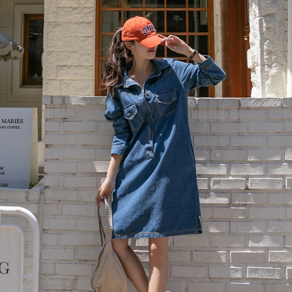 （NAK21）（5588）デイリードレスカラーネックデニムドレスNK21-O-6