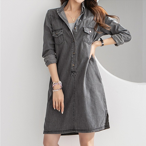 （NAK21）（5588）デイリードレスカラーネックデニムドレスNK21-O-6