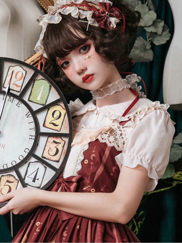 【短納期】甘いロリータブラウスネバーランドフリル半袖ロリータトップライトアプリコットロリータシャツ 【短納期】甘いロリータブラウスネバーランドフリル半袖ロリータトップライトアプリコットロリータシャツ