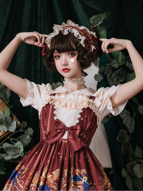 【短納期】甘いロリータブラウスネバーランドフリル半袖ロリータトップライトアプリコットロリータシャツ 【短納期】甘いロリータブラウスネバーランドフリル半袖ロリータトップライトアプリコットロリータシャツ